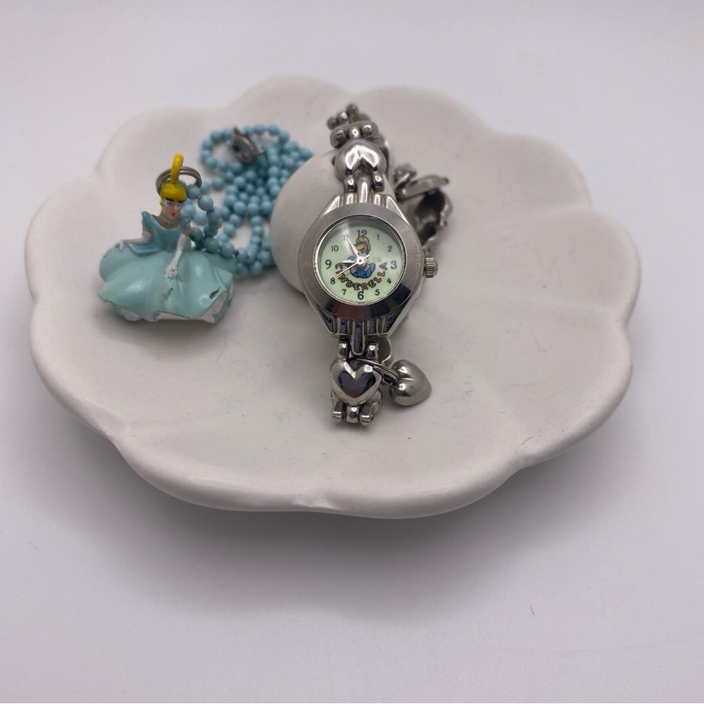 Disney Princess Cinderella 2 PC Set Watch with Heart Shaped Links & Necklace